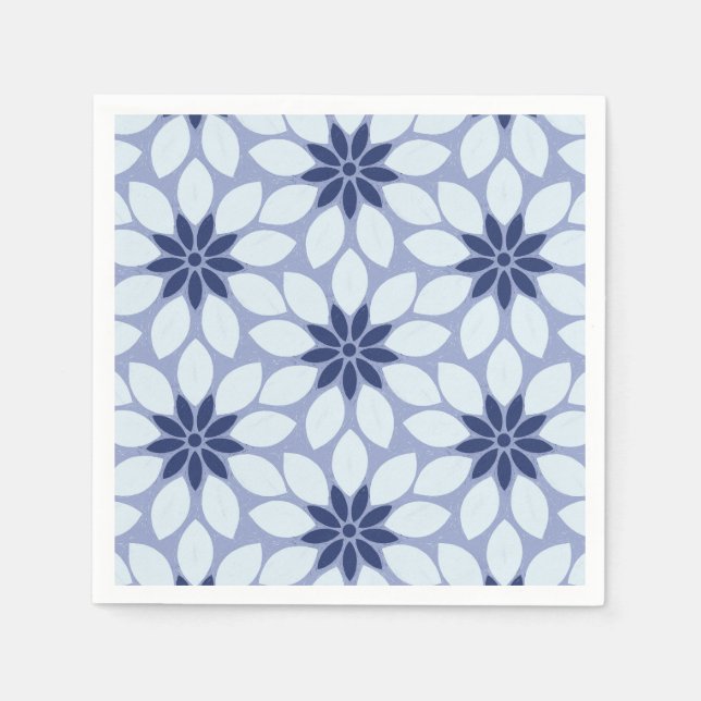 Guardanapo De Papel Flores com Impressão de bloco azul (Frente)