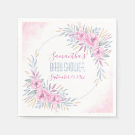 Guardanapo De Papel Flores Cor-de-Água Cor-de-Água Rosa-Blush do chá d