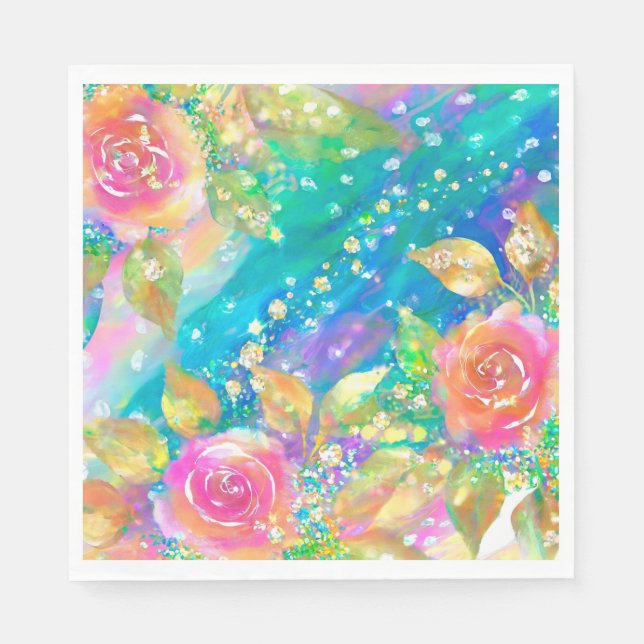 GUARDANAPO DE PAPEL FLORES COR DE ROSA (Frente)