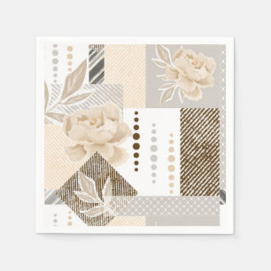 Guardanapo De Papel Flores creme sobre branco