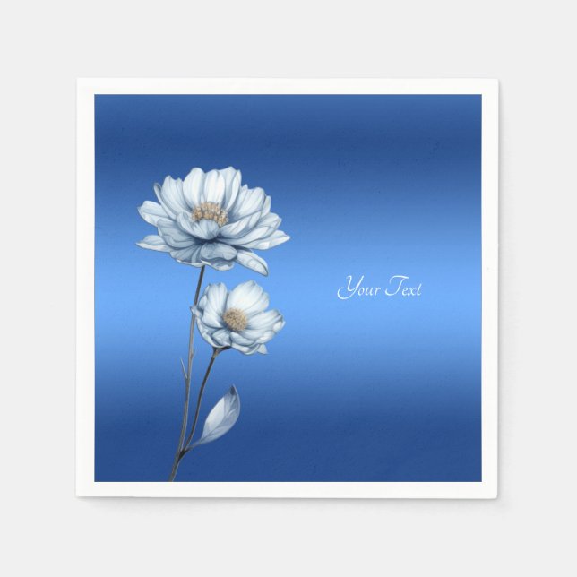 Guardanapo De Papel Flores de Aquarela Azul Napkins (Frente)