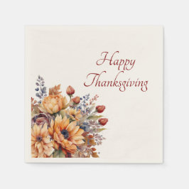Guardanapo De Papel Flores de Aquarela de Ação de Graças-