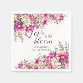 Guardanapo De Papel Flores de Aquarela Rosa Brilhante O Amor Está em F