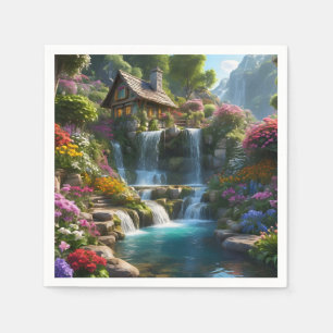 Guardanapo De Papel Flores de cachoeira de montanha pacíficas