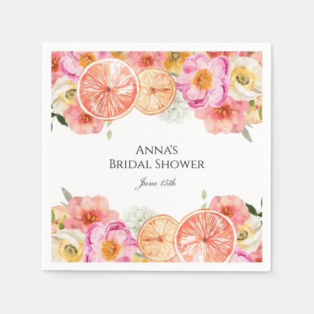 Guardanapo De Papel Flores de Citros Rosa (Frente)