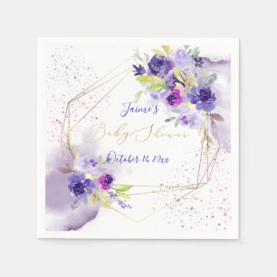 Guardanapo De Papel Flores de Cores de Água PixDezines Violeta Roxo