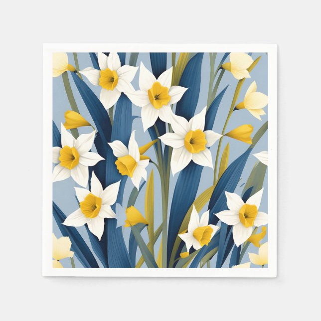 Guardanapo De Papel Flores De Daffodil Contemporâneas (Frente)