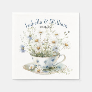 Guardanapo De Papel Flores De Daisy & Faded Blue Denim No Teacup Perso