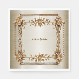 Guardanapo De Papel Flores de Dimons de Retângulo de Ornamentado Doura