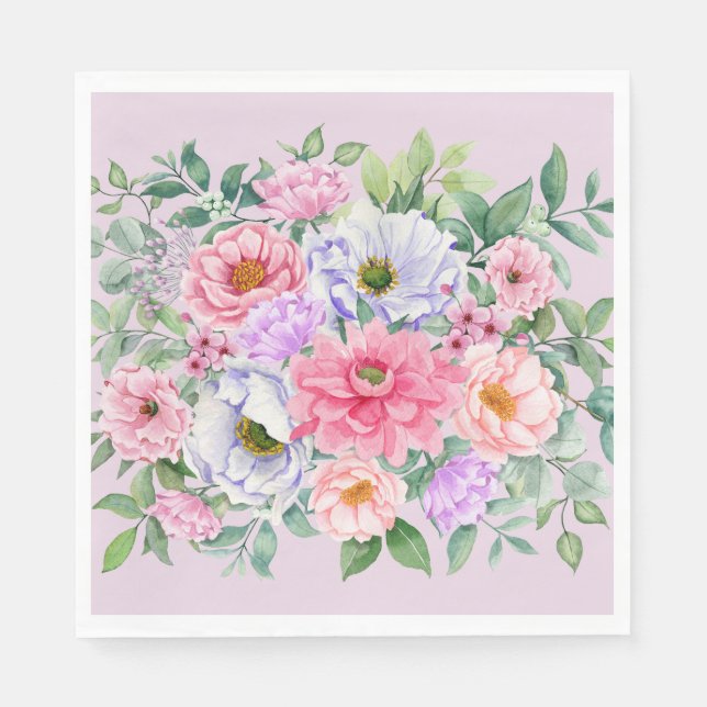 Guardanapo De Papel Flores de Festas do Jardim de Verão Delicadas (Frente)