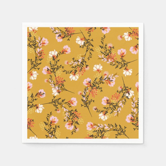 Guardanapo De Papel flores de fundo amarelo (Frente)