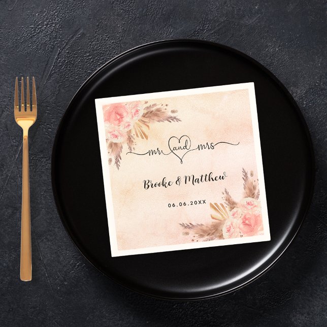 Guardanapo De Papel Flores de grama boho mr srª casamento (Criador carregado)