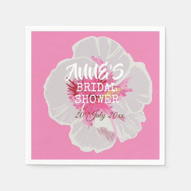 Guardanapo De Papel Flores de Hibisco Branco Personalizadas (Frente)