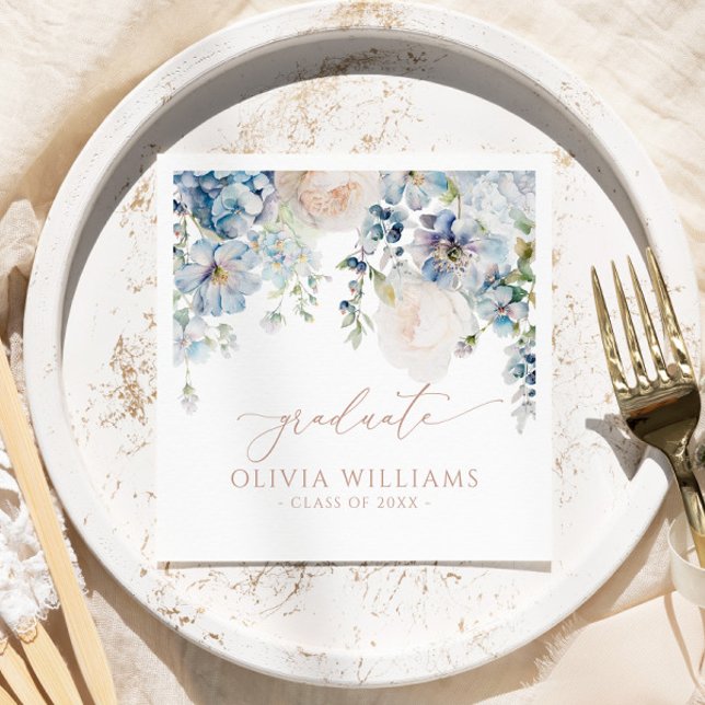 Guardanapo De Papel Flores de Hydrangea Azul Festa de formatura Napkin (Criador carregado)