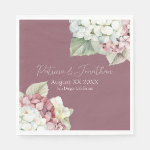 Guardanapo De Papel Flores de Hydrangea, Cor-de-Água Rosa e Branca, em