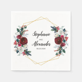 Guardanapo De Papel Flores de inverno geométricas Douradas da Frame Bu