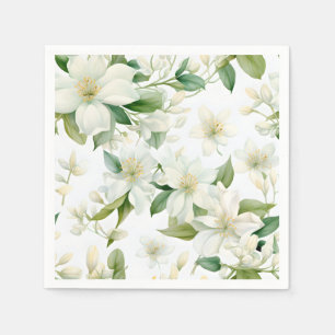 Guardanapo De Papel Flores de Jasmim de Aquarela Elegante