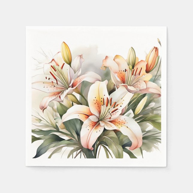 Guardanapo De Papel Flores De Lilho Moles Em Branco (Frente)