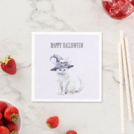 Guardanapo De Papel Flores de Lua de Gato de Halloween Lavanda