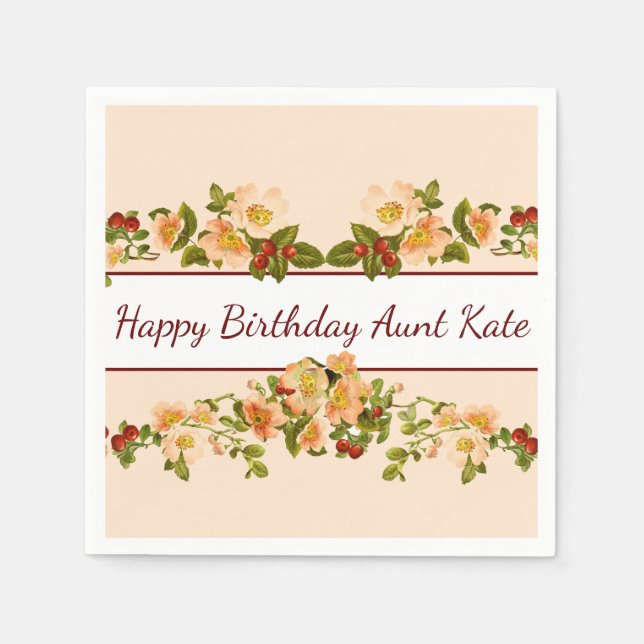 Guardanapo De Papel Flores de Maçã e Bagas Feminino (Frente)