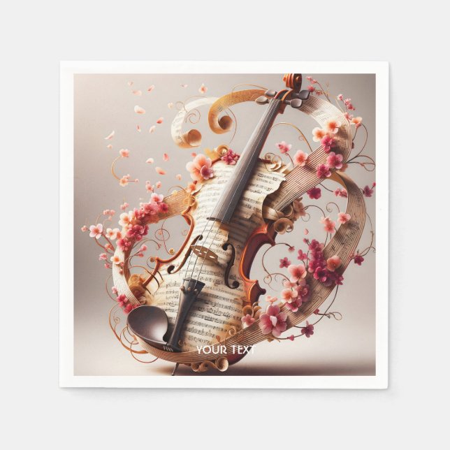 Guardanapo De Papel Flores de Notas de Violino Bonito Fantasy (Frente)