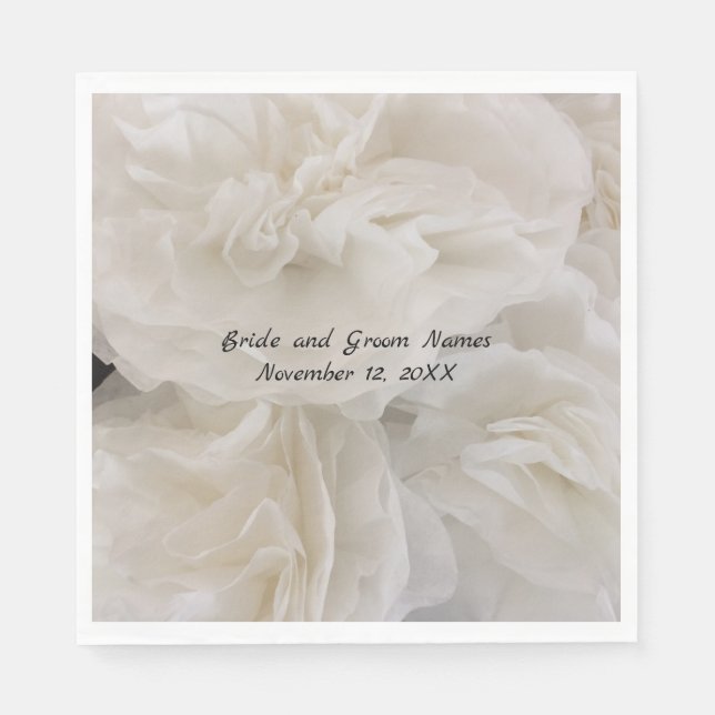 Guardanapo De Papel Flores de Papel Elegante Branco (Frente)