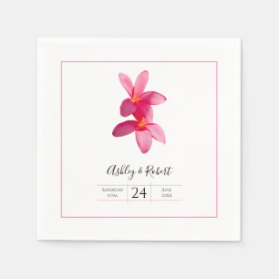 Guardanapo De Papel Flores de Plumeria Rosa, Casamento Moderno Napkins