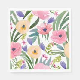 Guardanapo De Papel Flores de Primavera | Aquarela Floral Pastel