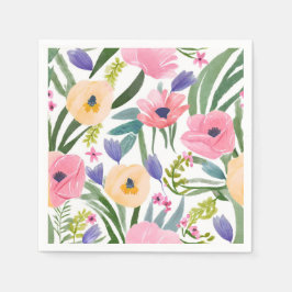 Guardanapo De Papel Flores de Primavera | Aquarela Floral Pastel