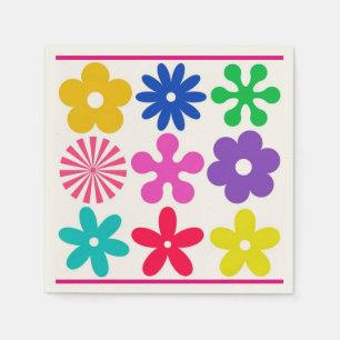 GUARDANAPO DE PAPEL FLORES DE RETRO GROOVY