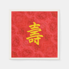 Guardanapo De Papel Flores de Rosa vermelha rica em longevidade chines