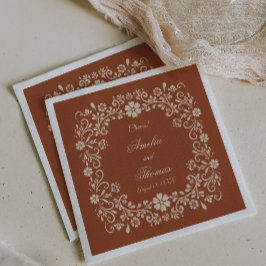 Guardanapo De Papel Flores de Terracota Rústica Casamento