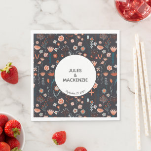 Guardanapo De Papel Flores de Verão Escandinavas Dark Boho Moderno