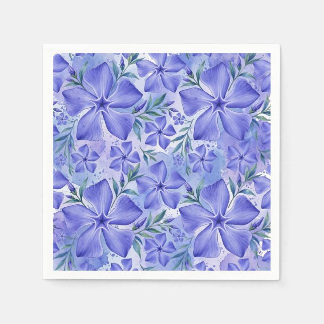 Guardanapo De Papel Flores de Vinca Azul Violeta Vinca Blossoms (Frente)