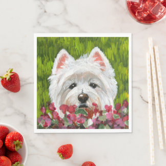Guardanapo De Papel Flores de Westie e Rosa