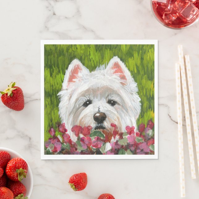 Guardanapo De Papel Flores de Westie e Rosa (Insitu)