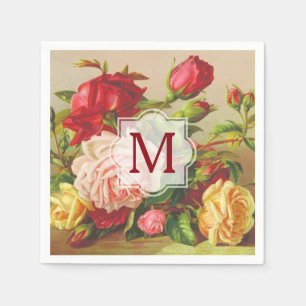 Guardanapo De Papel Flores do buquê dos rosas do Victorian do vintage