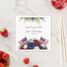 Flores e Bandeira de Casamento de 4 de Julho