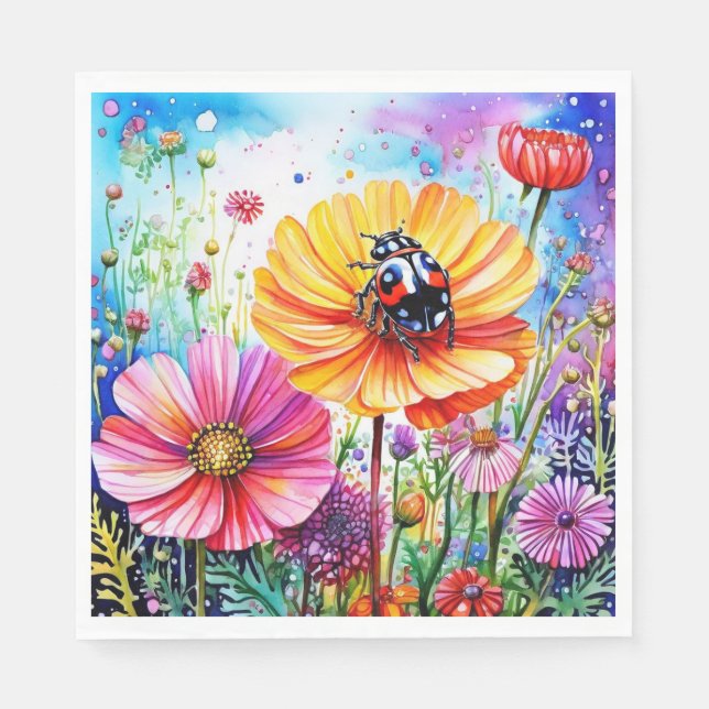 Guardanapo De Papel Flores e Damibugs (Frente)