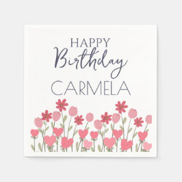 Guardanapo De Papel Flores e Festas de aniversário de Coração Rosa