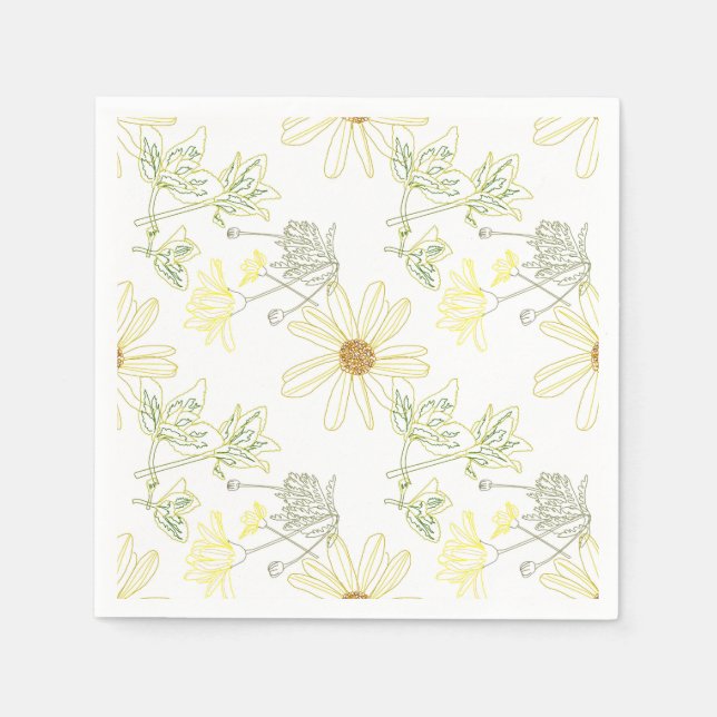 Guardanapo De Papel Flores e folhas amarelas deliciosas (Frente)