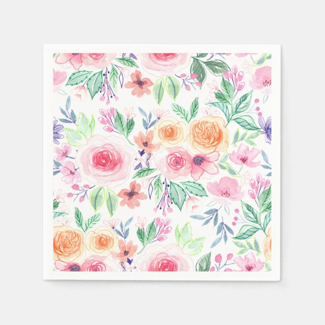 Guardanapo De Papel Flores e folhas aquícolas (Frente)