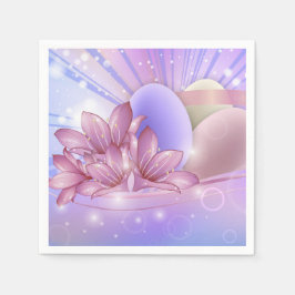 Guardanapo De Papel Flores e ovos num fundo pastel colorido