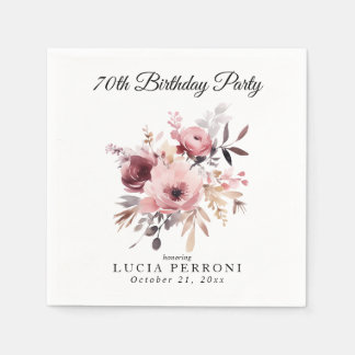Guardanapo De Papel Flores Elegantes Aquarela Aniversário Feminino
