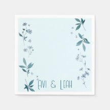 Flores elegantes azuis-claras e folhas de festa ja