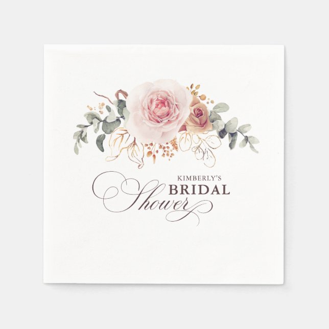 Guardanapo De Papel Flores Elegantes Boho Sombra Terrosa Qualquer Fest (Frente)