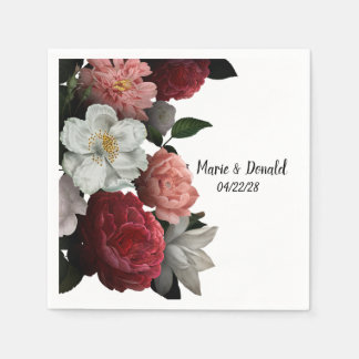 Guardanapo De Papel Flores Elegantes Burgundy e Rosa