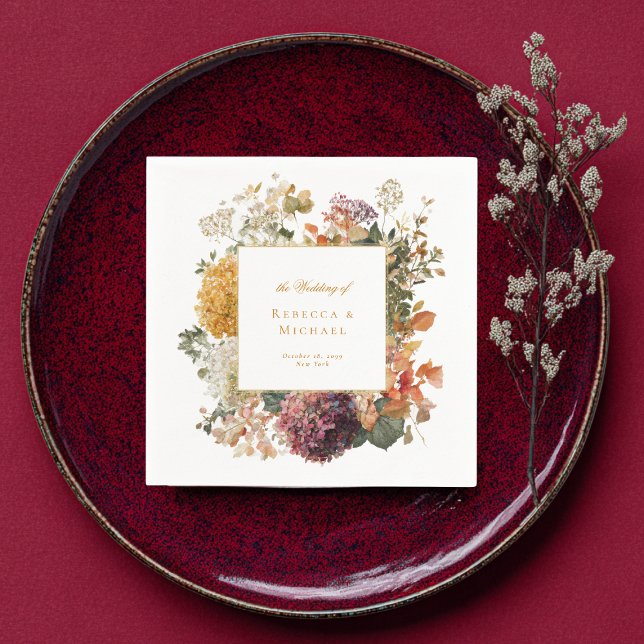 Guardanapo De Papel Flores Elegantes de Outono Folhagem Casamento Româ (Criador carregado)