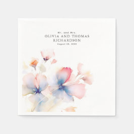 Guardanapo De Papel Flores Elegantes e Delicadas em Aquarela