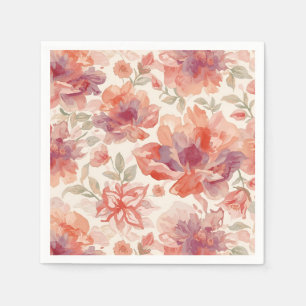 Guardanapo De Papel Flores em Aquarela Pastel Laranja Claro
